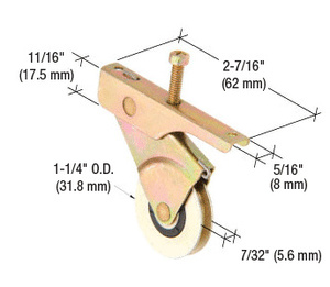 CRL 1-1/4" Steel Center Groove Sliding Screen Door Roller With Top Adjustment Screw for Bay-Mill Doors