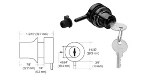 CRL Black Chrome Random Keyed Through Glass Plunger Lock