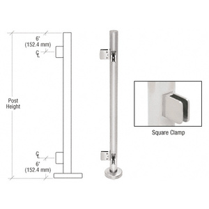 CRL Polished Stainless 42" Steel Square Glass Clamp 90 Degree Corner Post Railing Kit