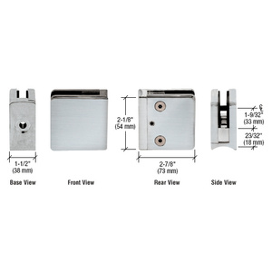 CRL 316 Brushed Stainless Z-Series Radius Surface Mount Square Type Glass Clamps for 3/4" (19 mm) Glass