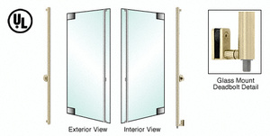 CRL-Blumcraft® Satin Brass Left Hand Reverse Glass Mount Keyed Cylinder/Thumbturn 'F' Bottom Secured Deadbolt Exterior Handle