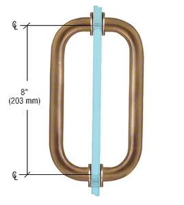 CRL Antique Brass 8" Back-to-Back Solid Brass 3/4" Diameter Pull Handles with Metal Washers