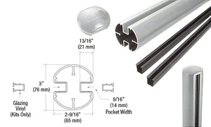 CRL Metallic Silver 3" Diameter Round 180 Degree 36" Center Post Kit