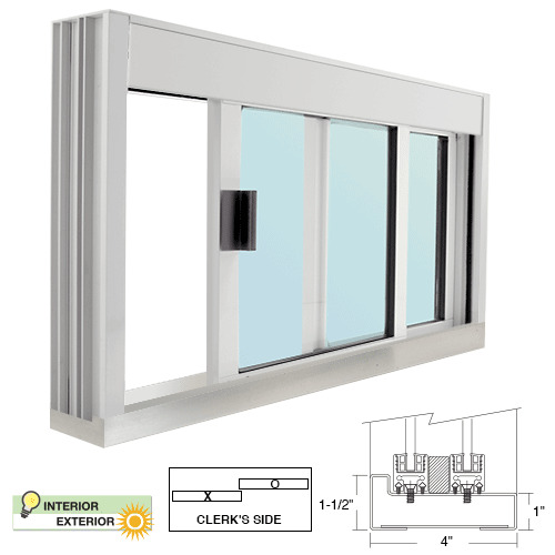 CRL Standard Size Manual DW Deluxe Service Window Glazed with S.S.Step ...