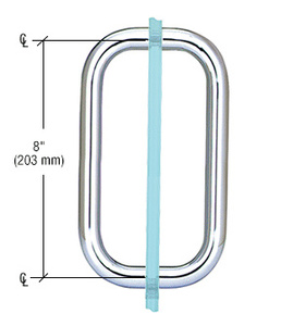 CRL Polished Chrome 8" Back-to-Back Solid 3/4" Diameter Pull Handles Without Metal Washers