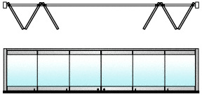 CRL Polished Stainless 6-Panel Bipart Overhead Track Full Bi-Fold Door Configuration