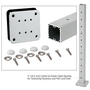 CRL Silver Metallic 42" Tall Cable Receiver Post Kit Prepped for Button Terminal End