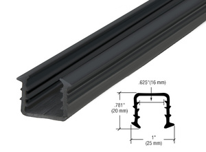 CRL Roll Form Cap Rail Black Rubber Insert for 3/4" Monolithic Glass and 11/16" Laminated Glass