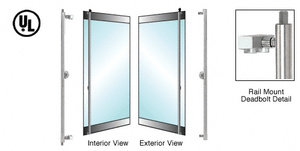 CRL-Blumcraft® Brushed Stainless Left Hand Rail Mount Keyed Access 'F' Exterior Top and Bottom Secured Deadbolt Handle