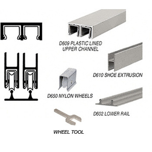 CRL Brushed Nickel Track Assembly D609 Upper and D602 Lower Track with Nylon Wheels