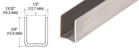 CRL Brushed Stainless 3/8" Radiused Back Steel U-Channel - 144"