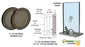 CRL Duranodic Bronze Anodized 6" Metal Cover Speak-Thru