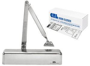 CRL Polished Chrome Delayed Action Adjustable Spring Power Size 1/2 to 4 Surface Mount Door Closer