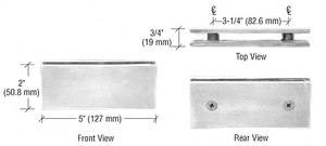 CRL Brushed Nickel Square 180 Degree Glass-to-Glass Clamp