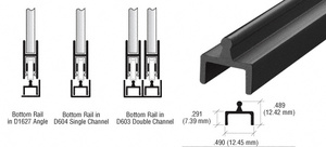 CRL Flat Black Aluminum Single Bottom Rail