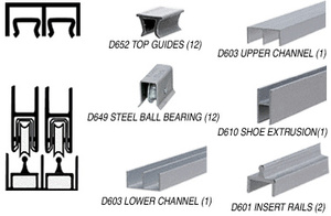 CRL Satin Anodized Deluxe Track Assembly D603 Upper and D601 Rail with Steel Ball Bearing Wheels