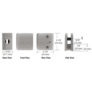 CRL Brushed Nickel Z-Series Large Square Clamp for 3/8" Glass