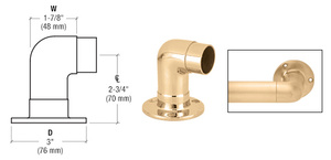 CRL Polished Brass Flush Wall Return for 1-1/2" Tubing