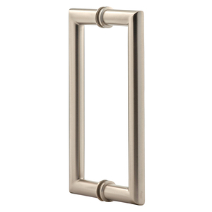 Brushed Nickel 8" Mitered Style Back to Back Handles with Washers