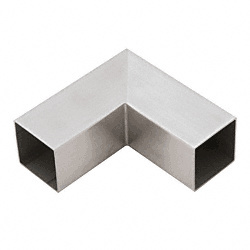 CRL Coude horizontal pour main courante carrée de 38 mm (1-1/2 po), 90º, acier inoxydable brossé