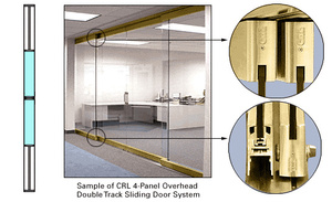 CRL Polished Brass 2-Panel Overhead Single Track Sliding Door System