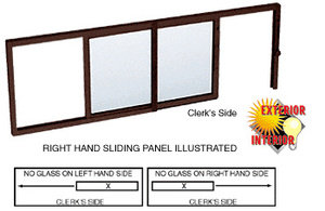 CRL Duranodic Bronze Horizontal Sliding Service Window X- or -X Format with 1/4" Glass No Screen