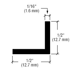 CRL-U.S. Aluminum Clear Anodized L-Bar 1/2" x 1/2" x 1/16" - 21'-2"