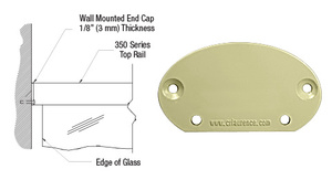 CRL Pre-Treated Aluminum 350X Series Wall Mount End Cap
