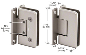 CRL Satin Chrome Pinnacle 337 Series Adjustable Wall Mount 'H' Back Plate Hinge