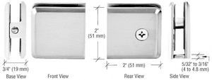 CRL Satin Chrome Beveled Hole-in-Glass Style Wall Mount Heavy-Duty Glass Clamp