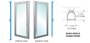 CRL-Blumcraft® Powder Coated Right Hand Reverse Aluminum/Wood Door Mount 'FS' Exterior Designer Dummy Handle