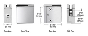 CRL 316 Polished Stainless Flat Base Clamp for 1/2" and 9/16" Glass