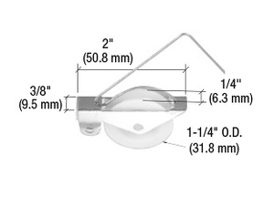 CRL 1-1/4" Nylon Center Groove Sliding Screen Door Spring Tension Roller for Academy Uni-Fit Doors