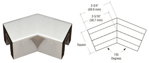 CRL Polished Stainless 2" Square 135 Degree Horizontal Corner for 1/2" Square Glass Cap Railing