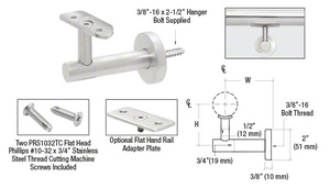 CRL 316 Brushed Stainless Short Arm Malibu Series Wall Mounted Hand Rail Bracket