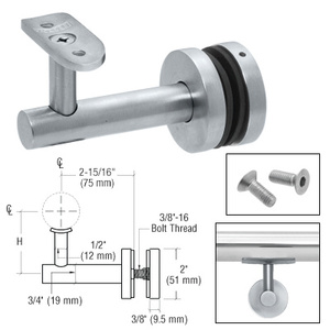 CRL Mill Aluminum Long Arm Malibu Series Glass Mounted Hand Rail Bracket