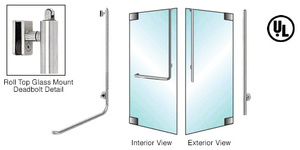 CRL-Blumcraft® Brushed Stainless Right Hand Reverse Roll Top Glass Mount Cylinder/Thumbturn "JS" Exterior Top Securing Deadbolt Handle
