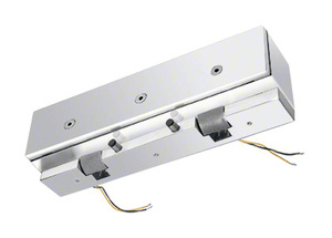 CRL Polished Stainless Glass Transom Adaptor with ESK2 Electric Strike Keeper for Double Doors - Fail Secure