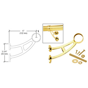 CRL Polished Brass Bar Foot Railing Bracket for 1-1/2" Tubing
