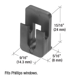 CRL 9/16" Wide Nylon Sliding Window Top Guide for Phillips Windows