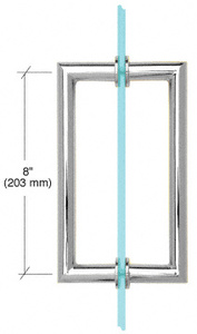 CRL Polished Chrome 8" MT Series Round Tubing Mitered Corner Back-to-Back Pull Handle