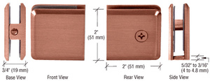CRL Antique Brushed Copper Beveled Hole-in-Glass Style Wall Mount Heavy-Duty Glass Clamp