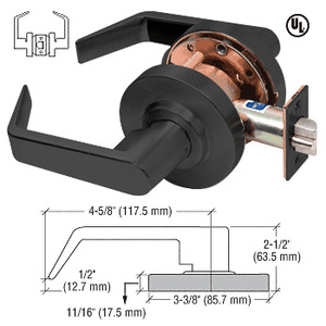 CRL Matte Black Passage Heavy-Duty Grade 1 Lever Lockset