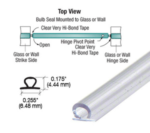 CRL Translucent Vinyl Bulb Seal 5/32" Gap with Pre-Applied Tape