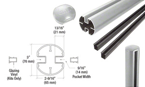 CRL Silver Metallic AWS 3" Diameter Round 180 Degree 60" Center Post Kit