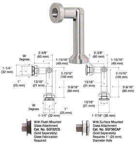 CRL 316 Brushed Stainless Single Pivot Glass-to-Glass Swivel Fitting