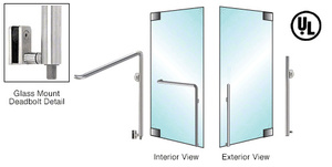 CRL-Blumcraft® Brushed Stainless Right Hand Reverse Glass Mount Keyed Access 'KS' Exterior Bottom Securing Deadbolt Handle