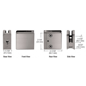CRL Brushed Nickel Z-Series Square Type Radius Base Zinc Clamp for 1/2" Glass