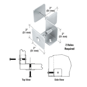 CRL Satin Chrome Bullet Resistant Protective Barrier System 90 Degree Bottom Mount Inside Clamp