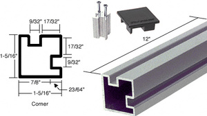 CRL Satin Anodized 12" Corner Aluminum Counter Post